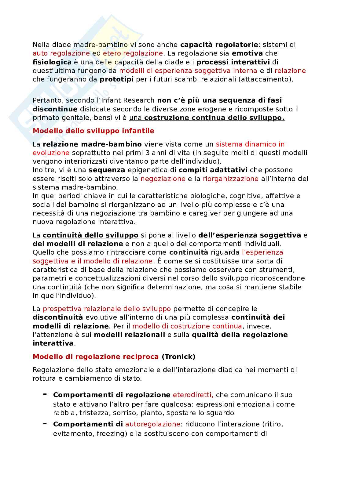 Riassunto esame Psicodinamica e psicopatologia dello sviluppo, Prof. Speranza Annamaria, libro consigliato Psicopatologia dello sviluppo: modelli teorici percorsi a rischio, Massimo Ammaniti Pag. 11