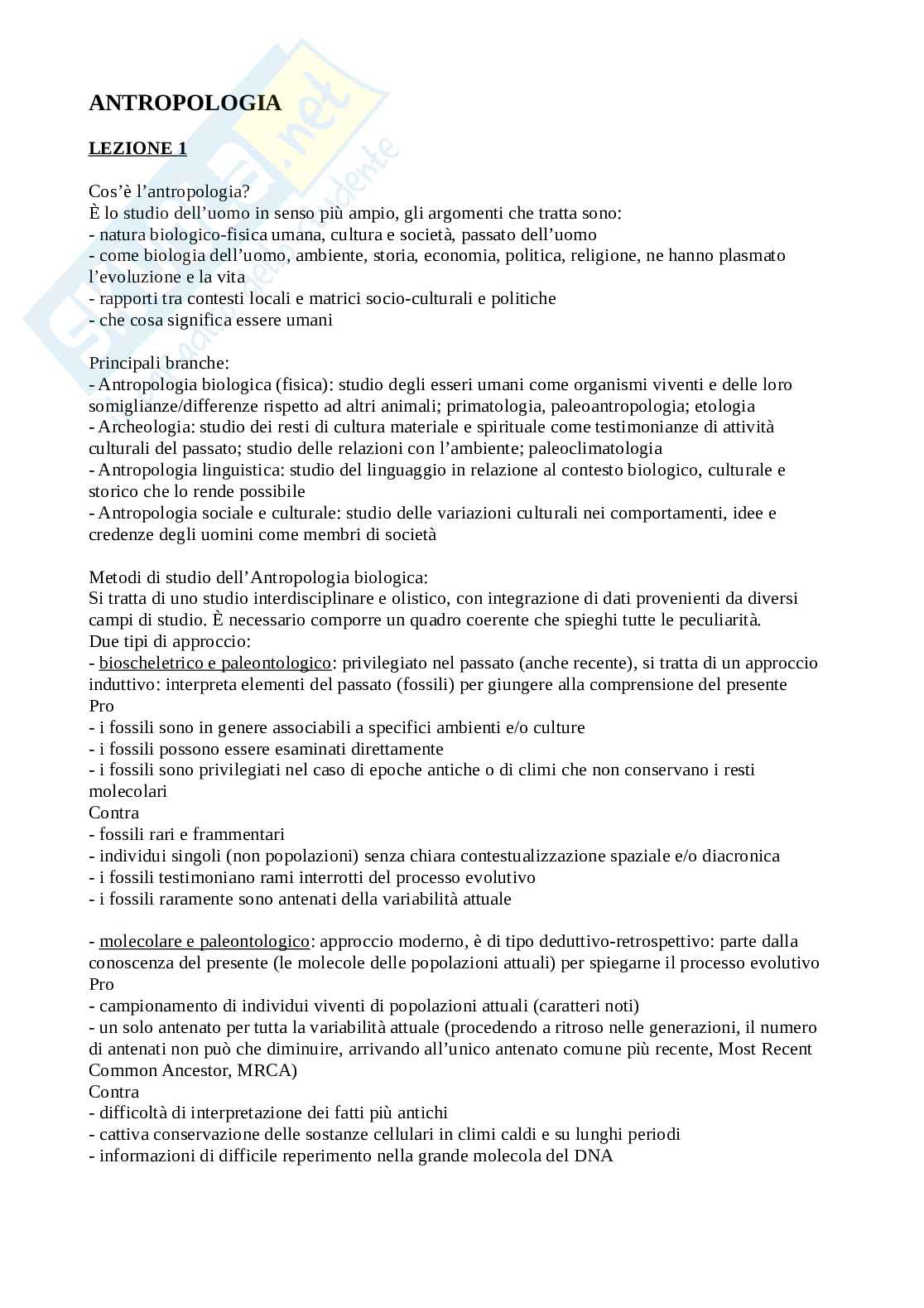 Appunti di Antropologia Pag. 1