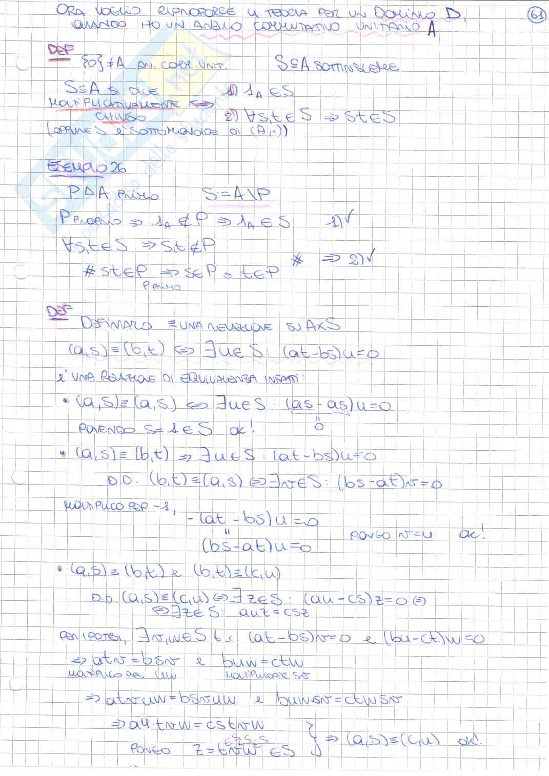 Algebra commutativa e computazionale - Seconda parte Pag. 21