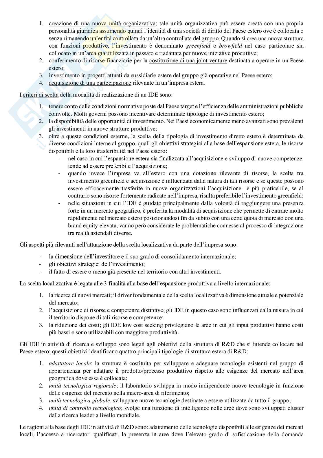 Management delle imprese internazionali Riassunto e domande Pag. 11