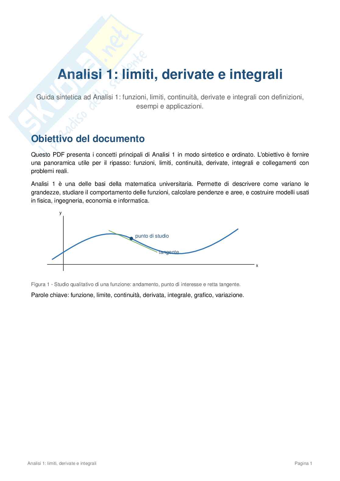 Analisi matematica 1 - Limiti, derivate e integrali Pag. 1