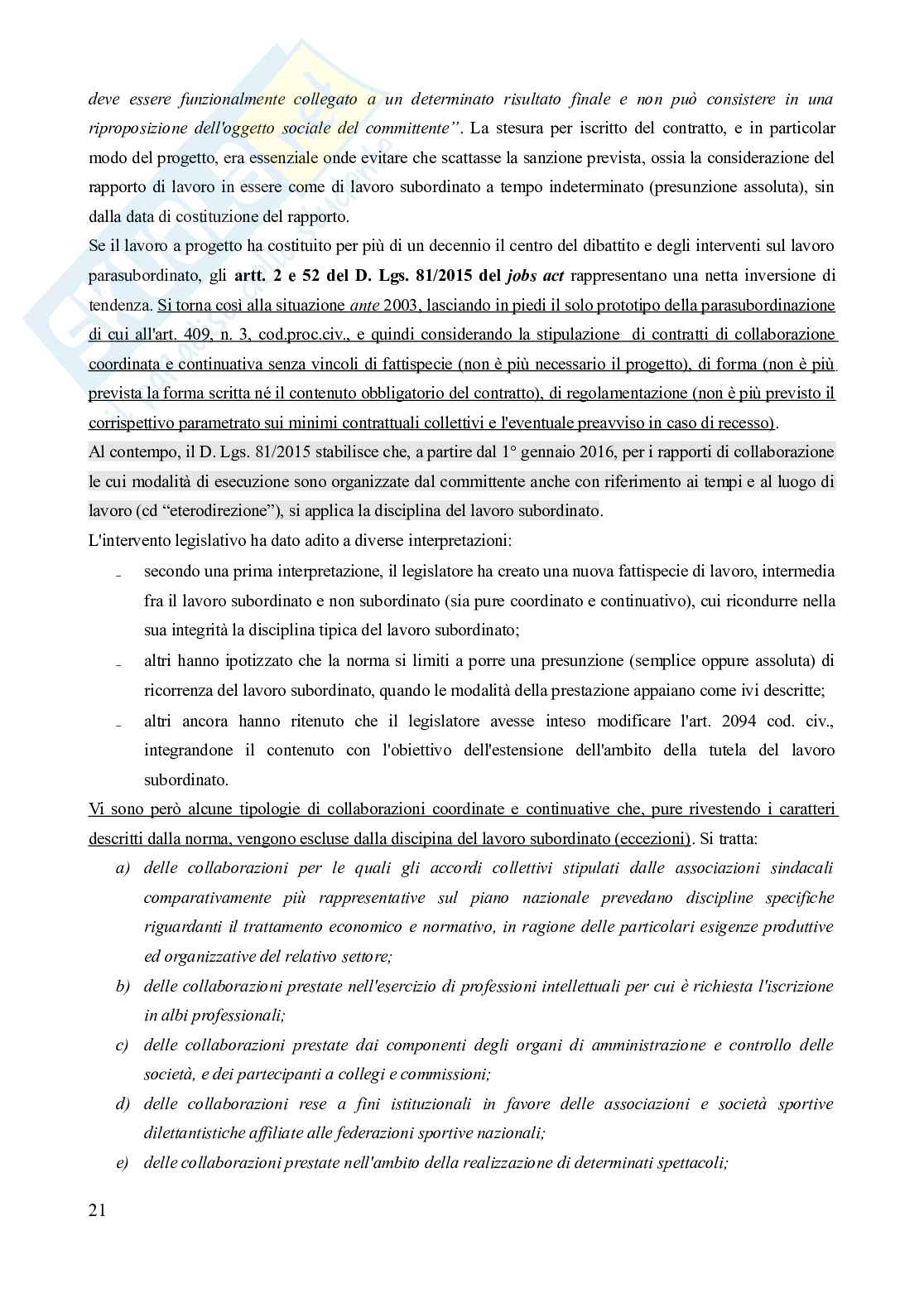 Riassunto esame Diritto del lavoro, Prof. Carinci Maria Teresa, libro consigliato Diritto del lavoro - Vol. 2 (Il Rapporto di lavoro subordinato), 10^edizione, Carinci, De Luca Tamajo, Tosi, Treu Pag. 21