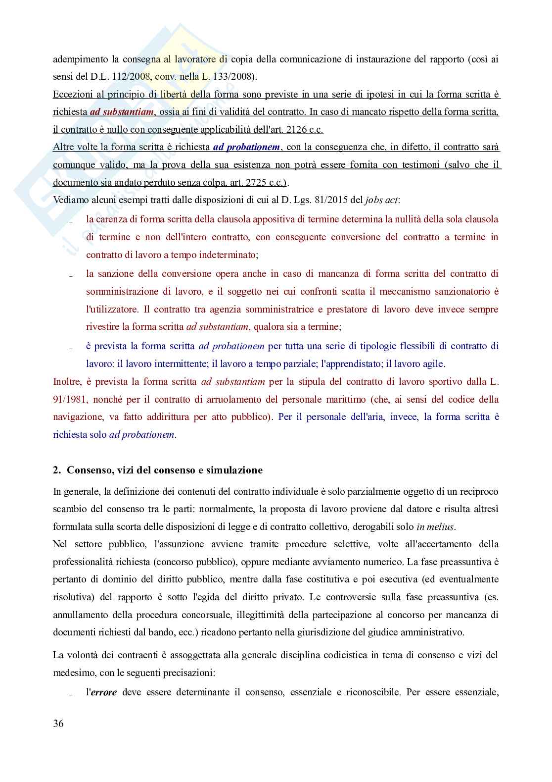 Riassunto esame Diritto del lavoro, Prof. Carinci Maria Teresa, libro consigliato Diritto del lavoro - Vol. 2 (Il Rapporto di lavoro subordinato), 10^edizione, Carinci, De Luca Tamajo, Tosi, Treu Pag. 36