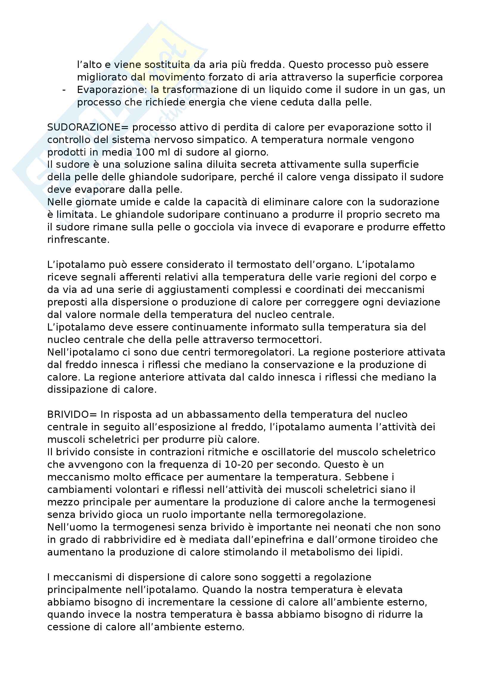 Bilancio energetico e la termoregolazione Pag. 6