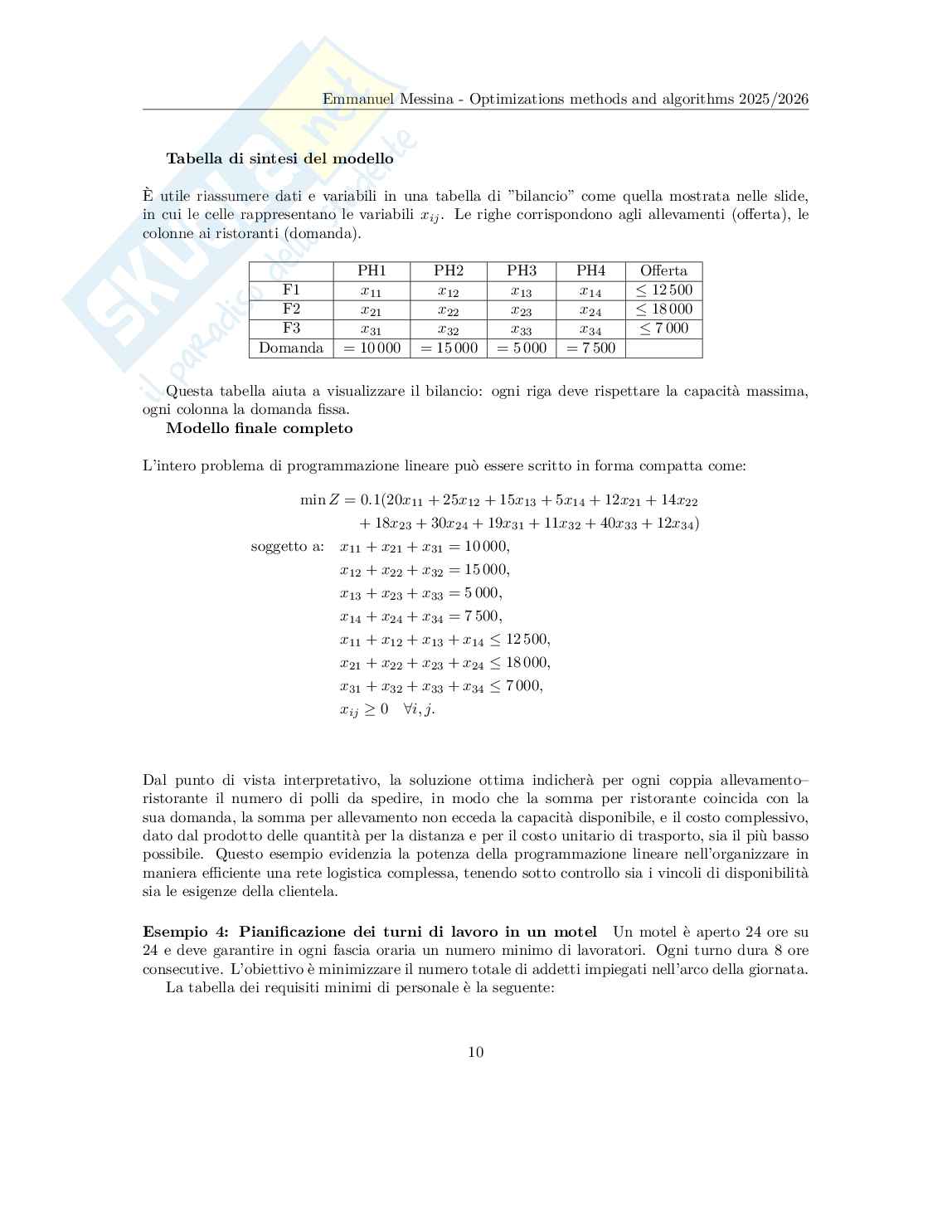 Optimization Methods and Algorithms - Appunti completi (Programmazione Lineare, Grafi, Branch & Bound, Scheduling) Pag. 11