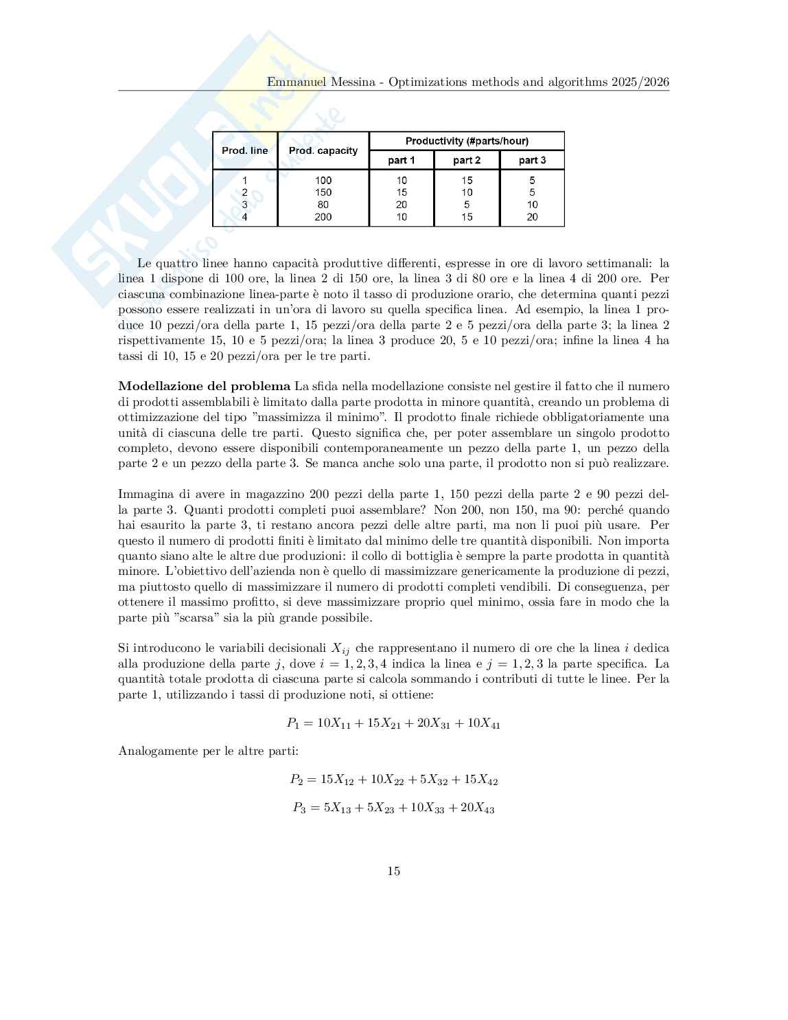 Optimization Methods and Algorithms - Appunti completi (Programmazione Lineare, Grafi, Branch & Bound, Scheduling) Pag. 16