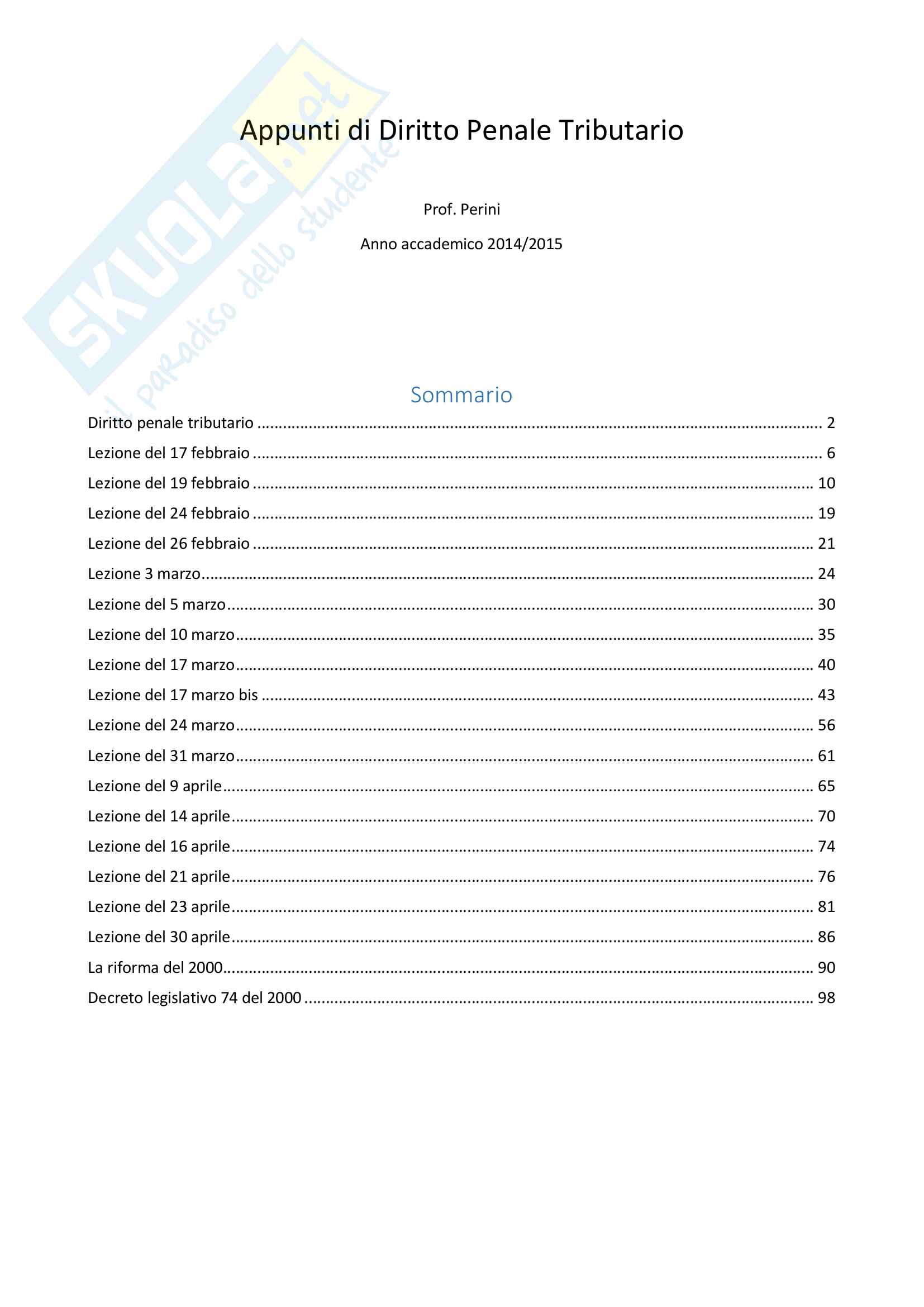 Appunti di Diritto Penale Tributario 2015 Pag. 1