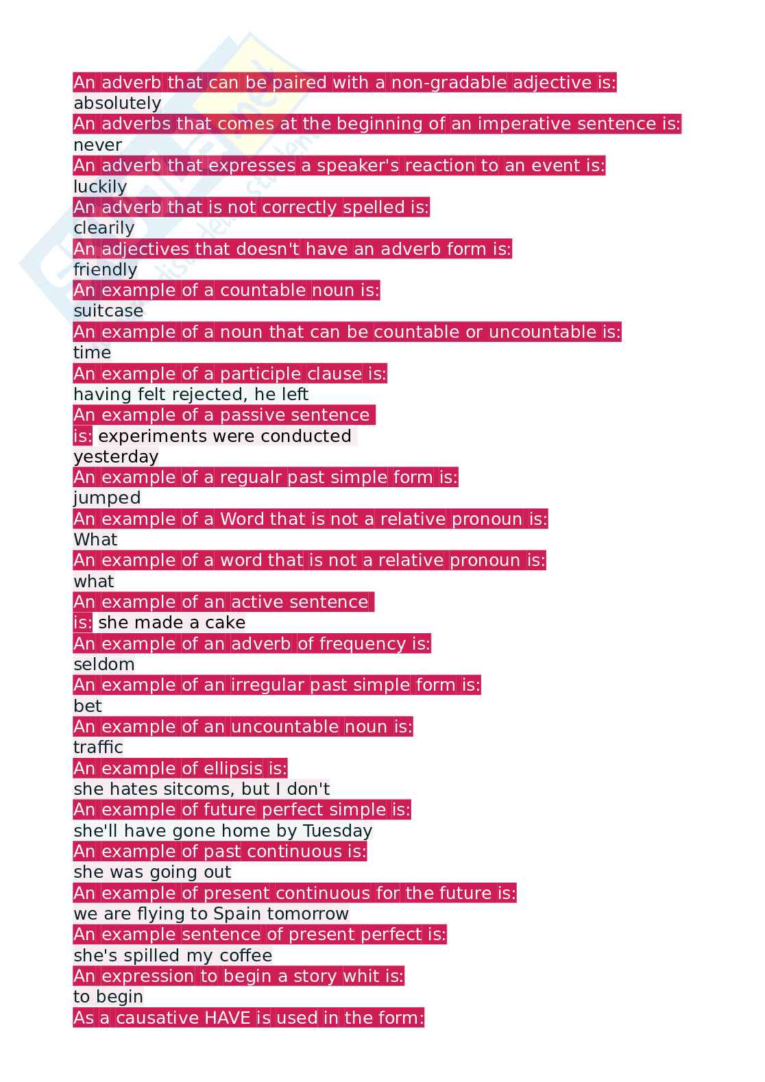 Domande e risposta Lingua inglese (Ultima versione) Pag. 2