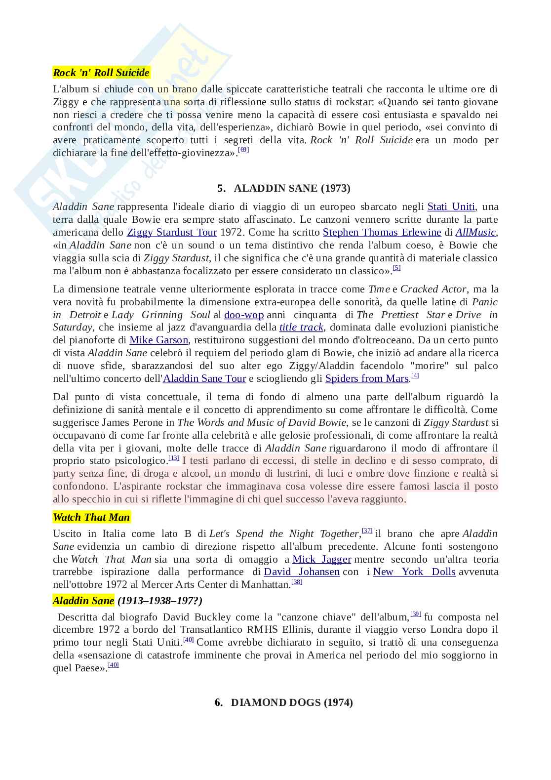 David Bowie: dagli esordi a Diamond Dogs. Album, canzoni e identità artistiche (1967–1974) Pag. 6