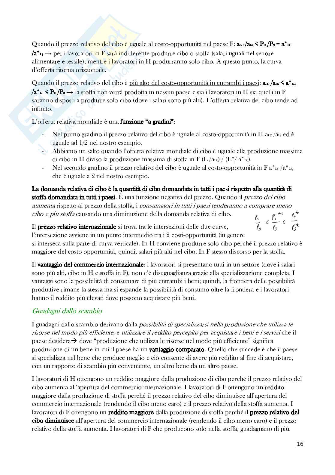 Economia degli scambi internazionali completa Pag. 16
