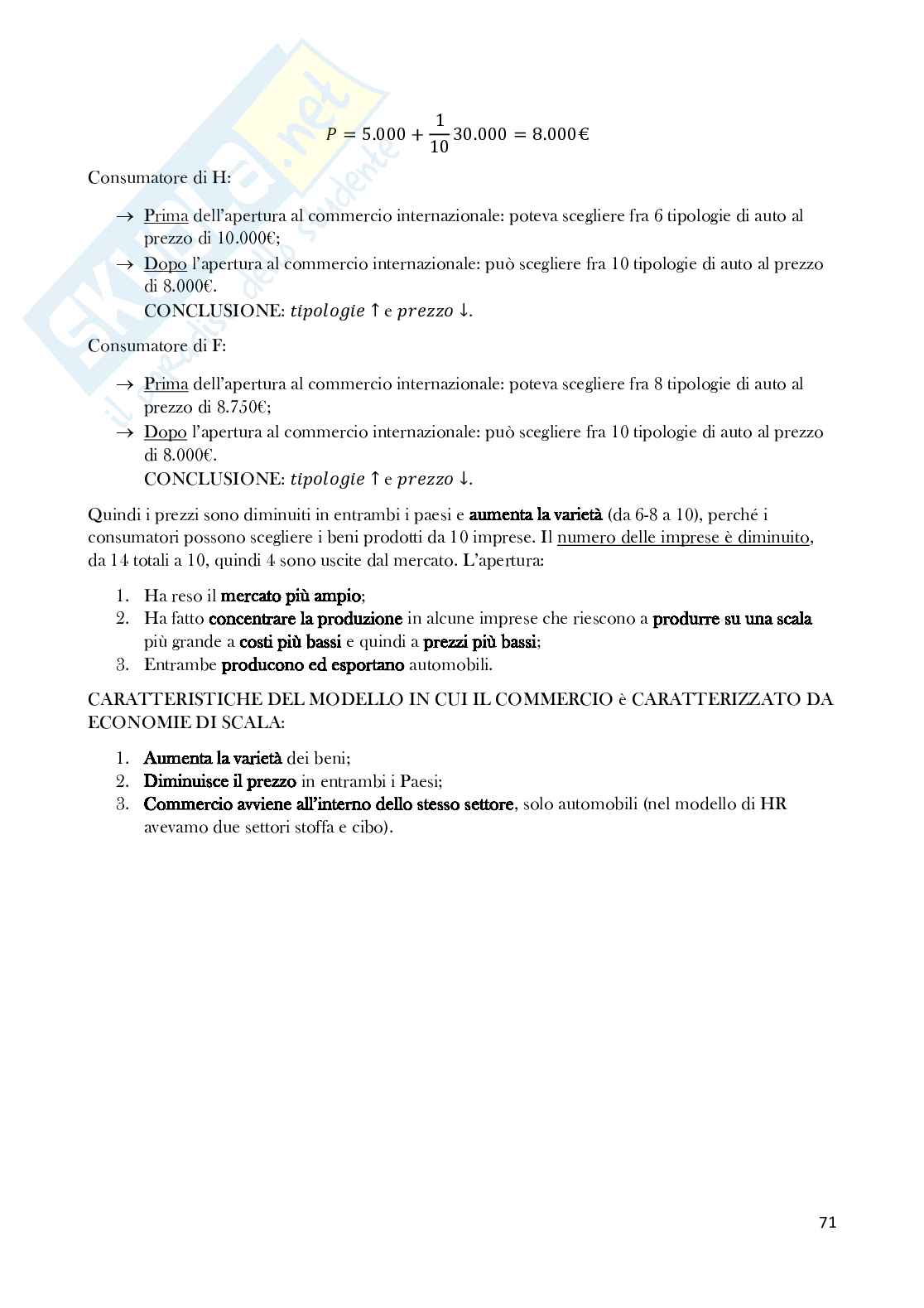 Economia degli scambi internazionali completa Pag. 71