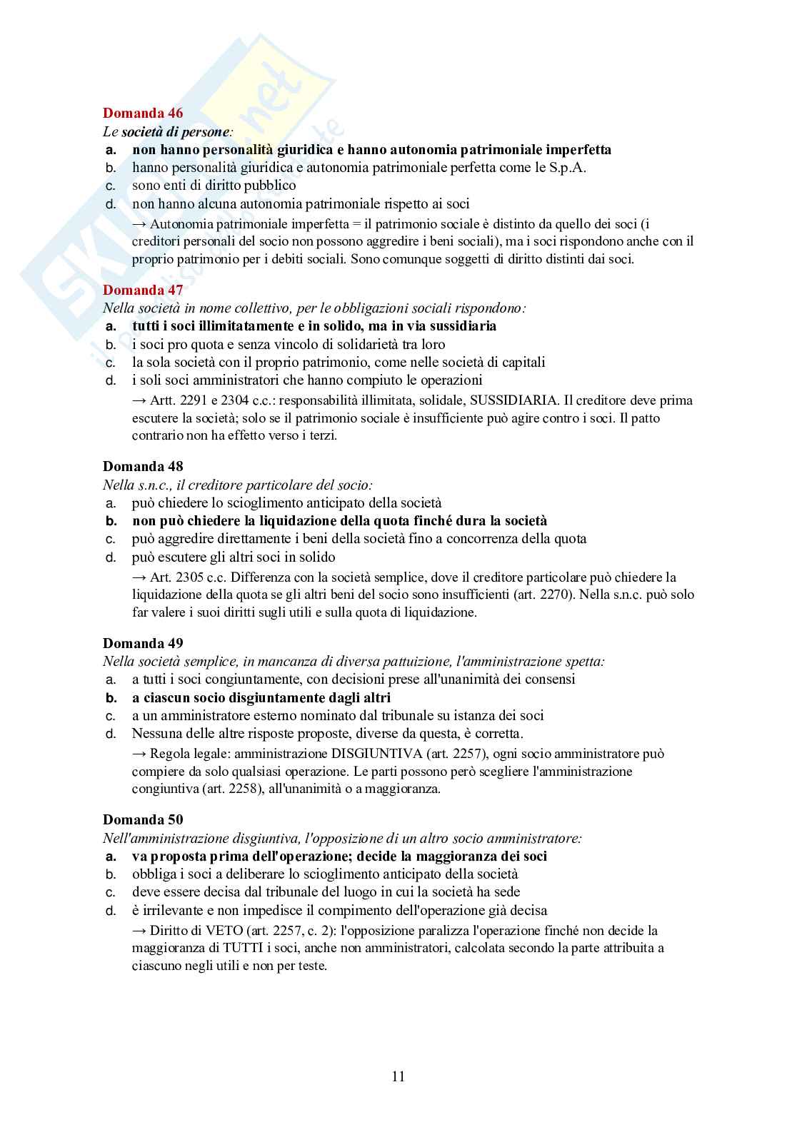 Diritto commerciale – 120 crocette commentate con risposte e spiegazioni Pag. 11