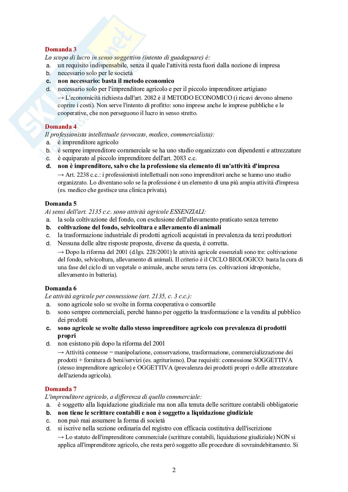 Diritto commerciale – 120 crocette commentate con risposte e spiegazioni Pag. 2