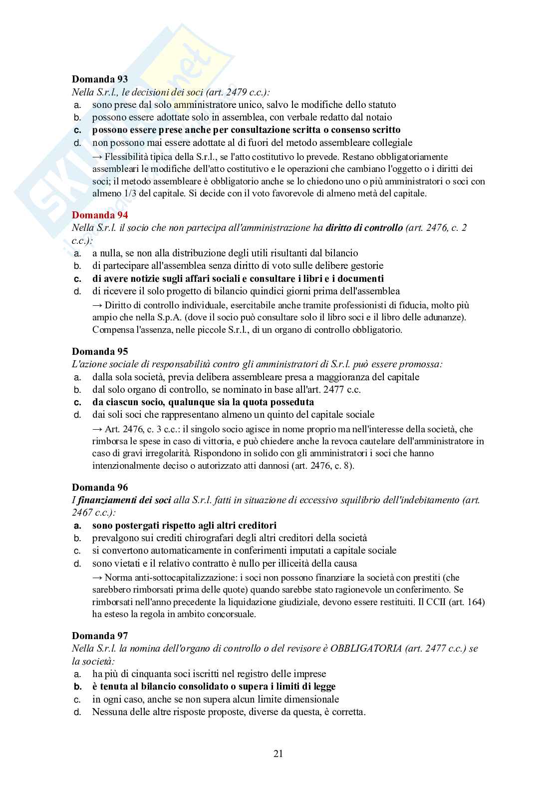 Diritto commerciale – 120 crocette commentate con risposte e spiegazioni Pag. 21