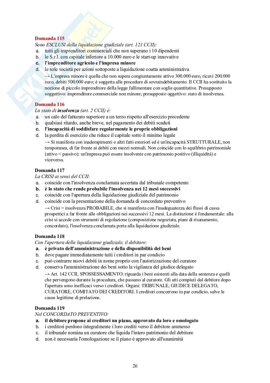 Diritto commerciale – 120 crocette commentate con risposte e spiegazioni Pag. 26