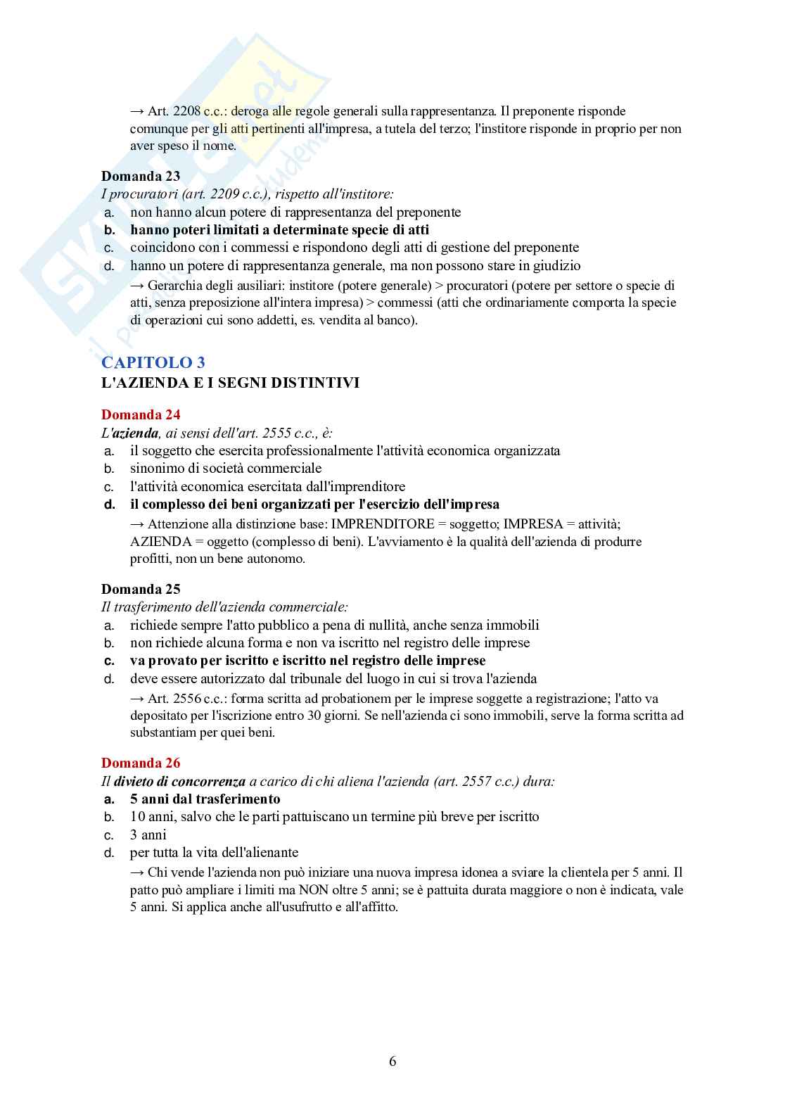 Diritto commerciale – 120 crocette commentate con risposte e spiegazioni Pag. 6