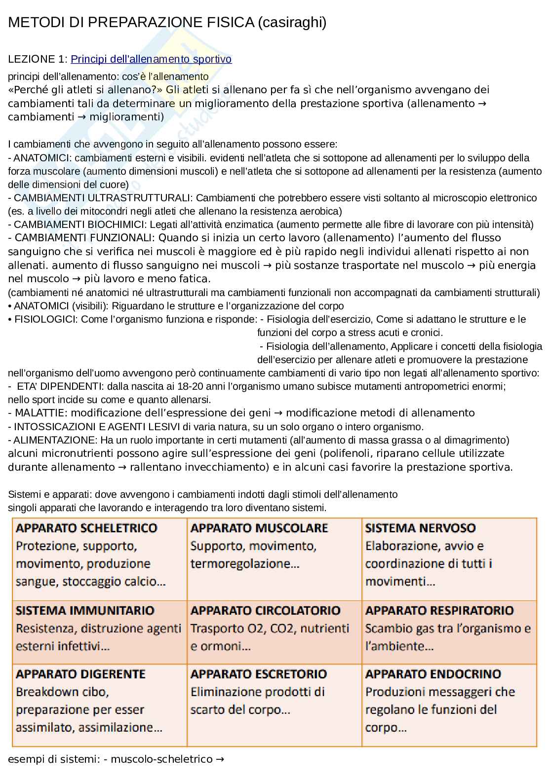 Appunti discorsivi e schematici di TTD modulo preparazione fisica   Pag. 1