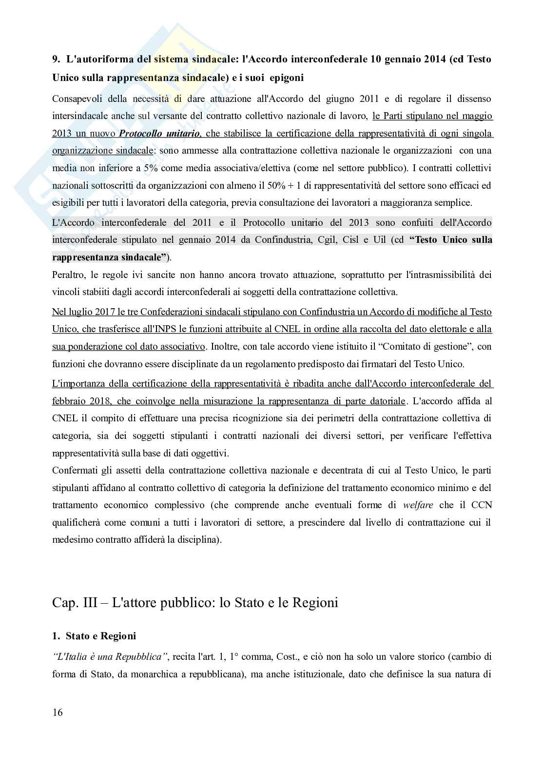 Riassunto esame Diritto del lavoro, Prof. Carinci Maria Teresa, libro consigliato Diritto del Lavoro - Vol. 1 (Il Diritto sindacale) - 8^edizione, Carinci, De Luca, Tamajo, Tosi, Treu Pag. 16