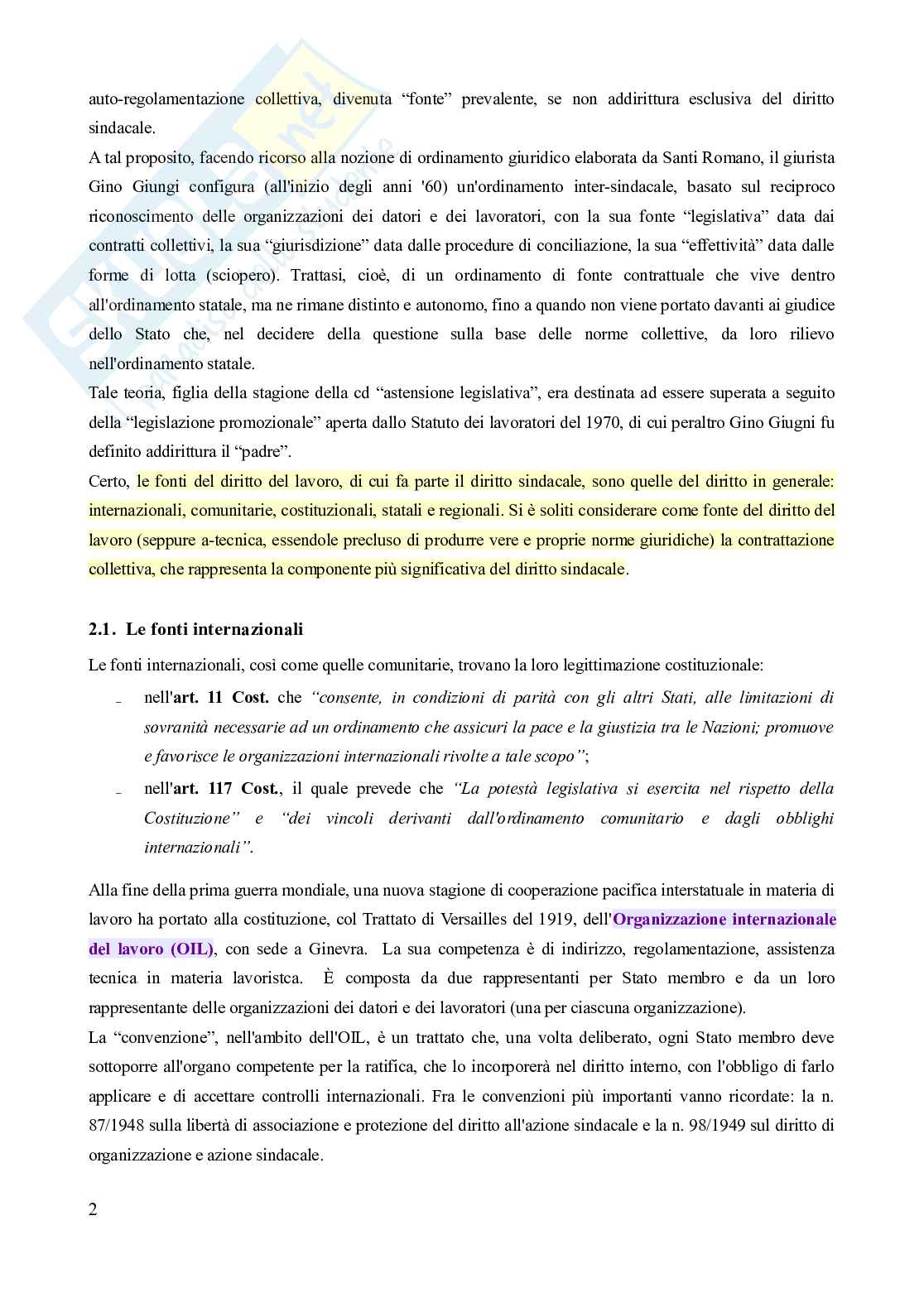 Riassunto esame Diritto del lavoro, Prof. Carinci Maria Teresa, libro consigliato Diritto del Lavoro - Vol. 1 (Il Diritto sindacale) - 8^edizione, Carinci, De Luca, Tamajo, Tosi, Treu Pag. 2