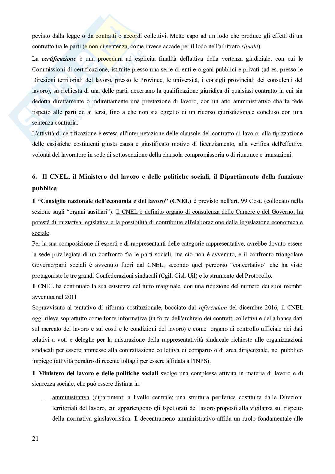 Riassunto esame Diritto del lavoro, Prof. Carinci Maria Teresa, libro consigliato Diritto del Lavoro - Vol. 1 (Il Diritto sindacale) - 8^edizione, Carinci, De Luca, Tamajo, Tosi, Treu Pag. 21