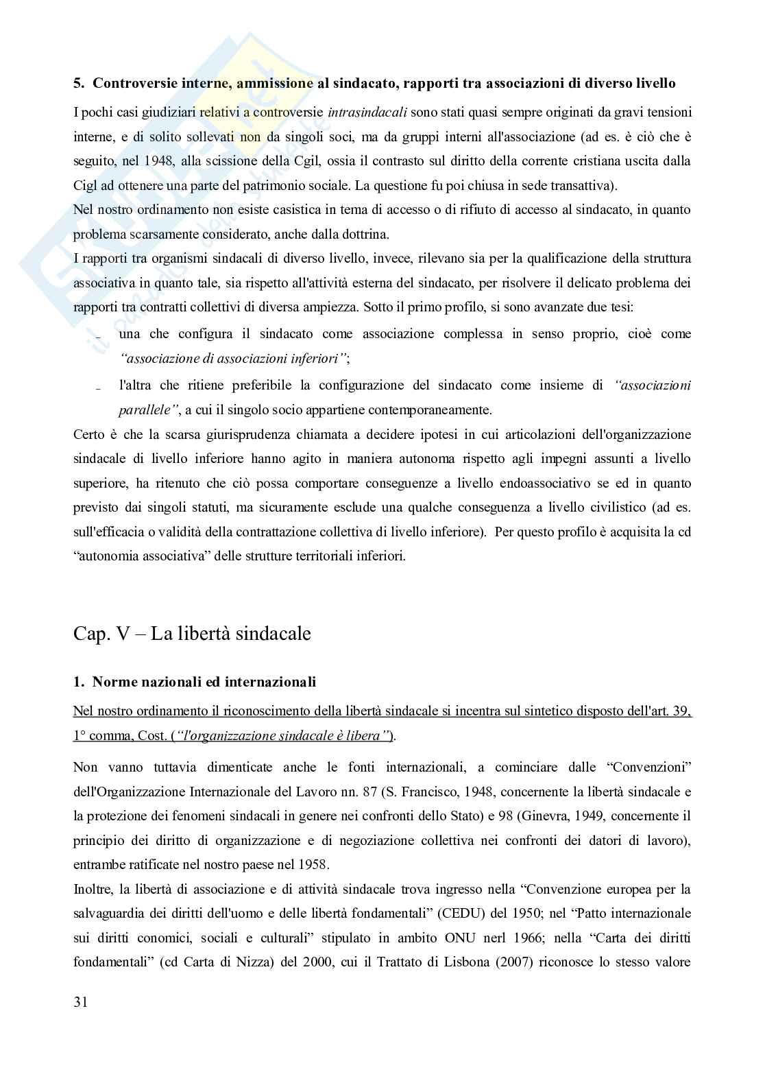 Riassunto esame Diritto del lavoro, Prof. Carinci Maria Teresa, libro consigliato Diritto del Lavoro - Vol. 1 (Il Diritto sindacale) - 8^edizione, Carinci, De Luca, Tamajo, Tosi, Treu Pag. 31