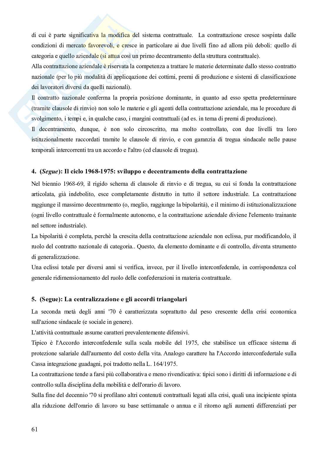 Riassunto esame Diritto del lavoro, Prof. Carinci Maria Teresa, libro consigliato Diritto del Lavoro - Vol. 1 (Il Diritto sindacale) - 8^edizione, Carinci, De Luca, Tamajo, Tosi, Treu Pag. 61