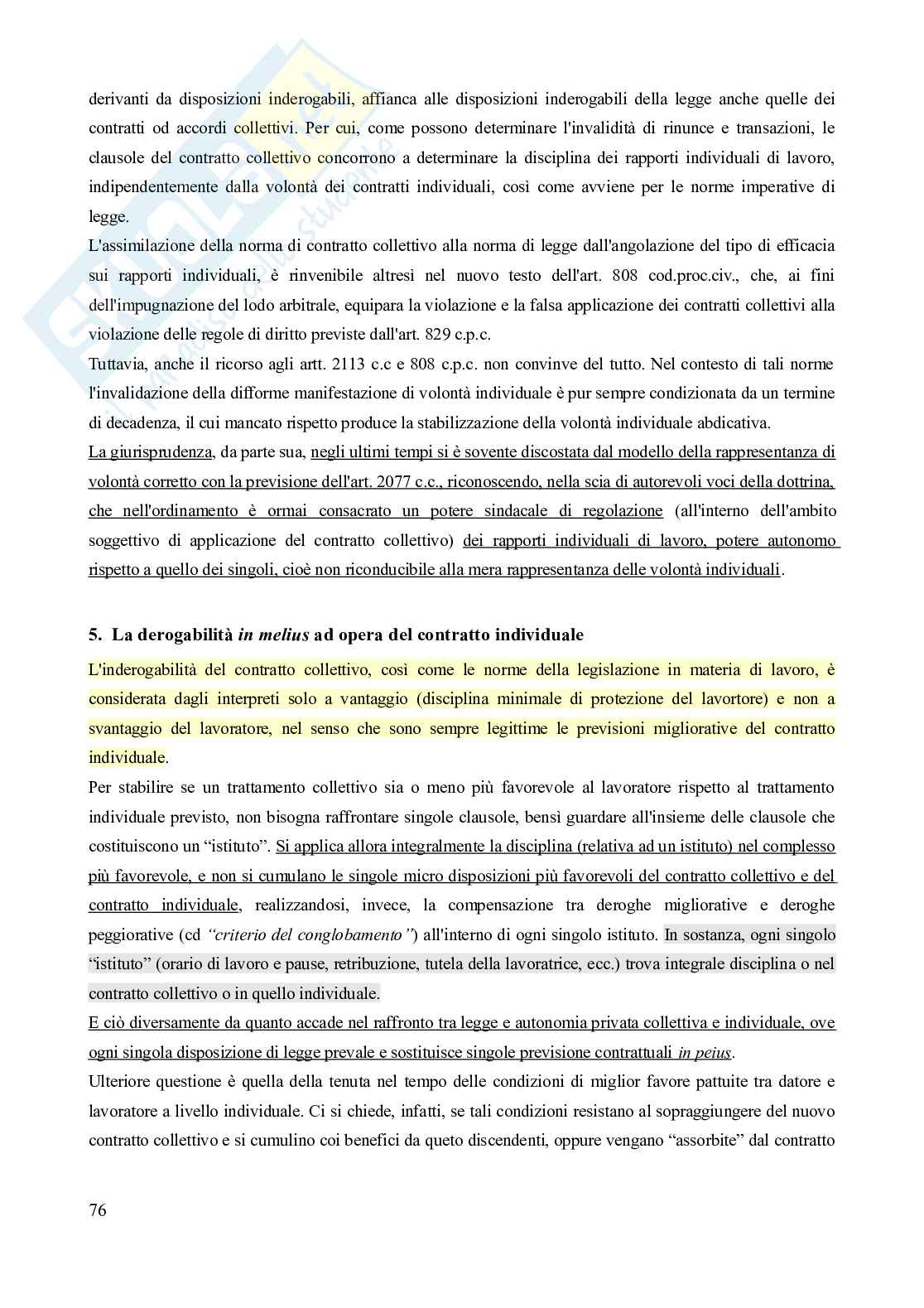Riassunto esame Diritto del lavoro, Prof. Carinci Maria Teresa, libro consigliato Diritto del Lavoro - Vol. 1 (Il Diritto sindacale) - 8^edizione, Carinci, De Luca, Tamajo, Tosi, Treu Pag. 76