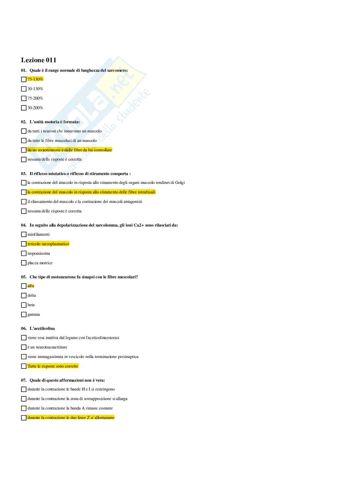 Paniere Completo di Anatomia umana - (2026) - Risposte multiple e aperte corrette Pag. 11