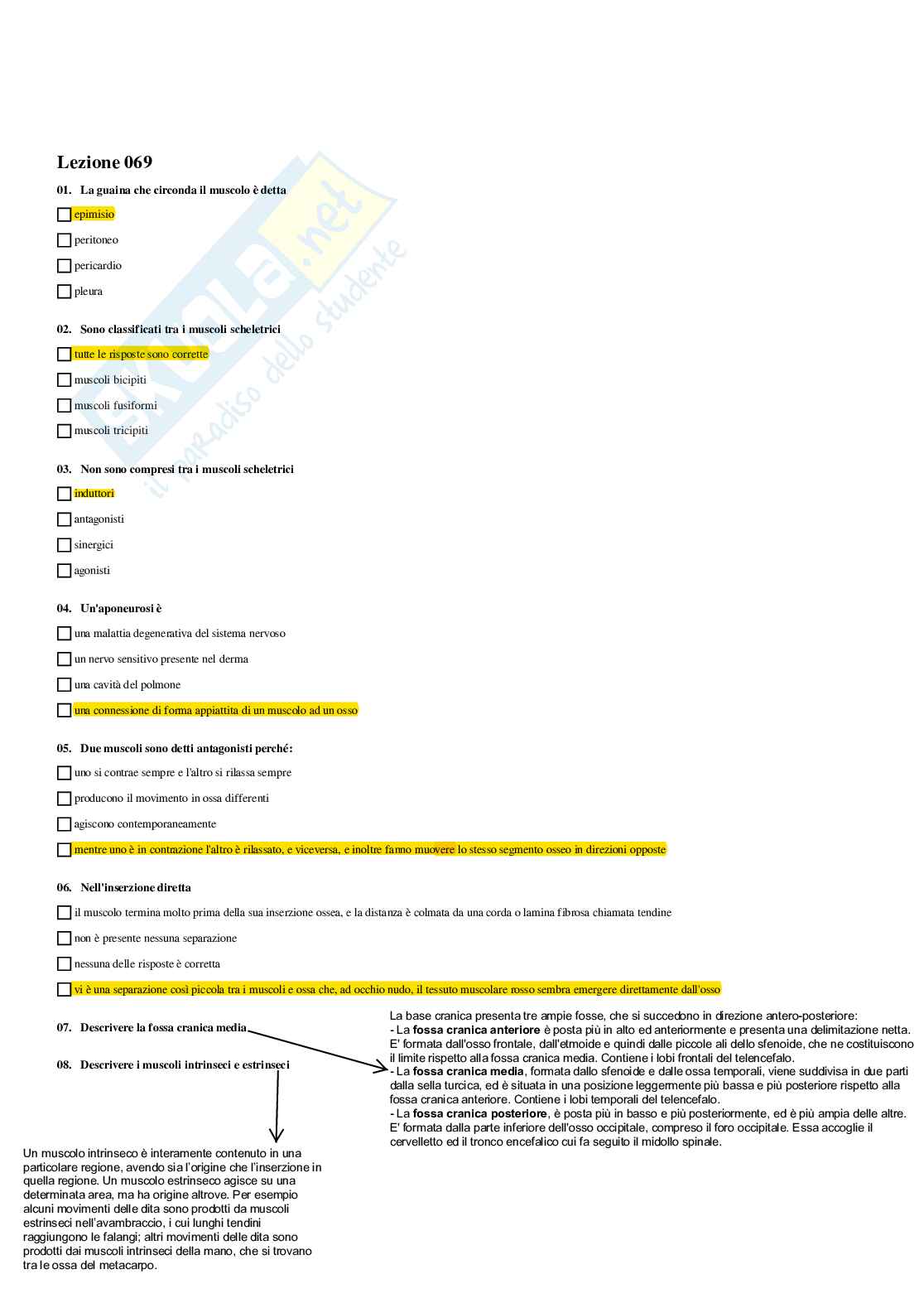 Paniere Completo di Anatomia umana - (2026) - Risposte multiple e aperte corrette Pag. 61
