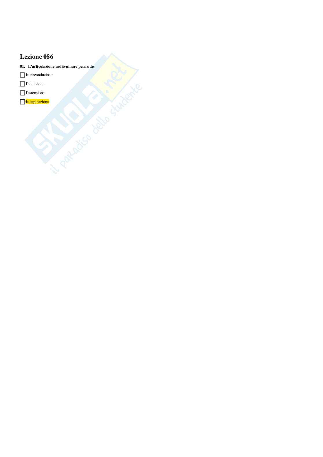 Paniere Completo di Anatomia umana - (2026) - Risposte multiple e aperte corrette Pag. 76