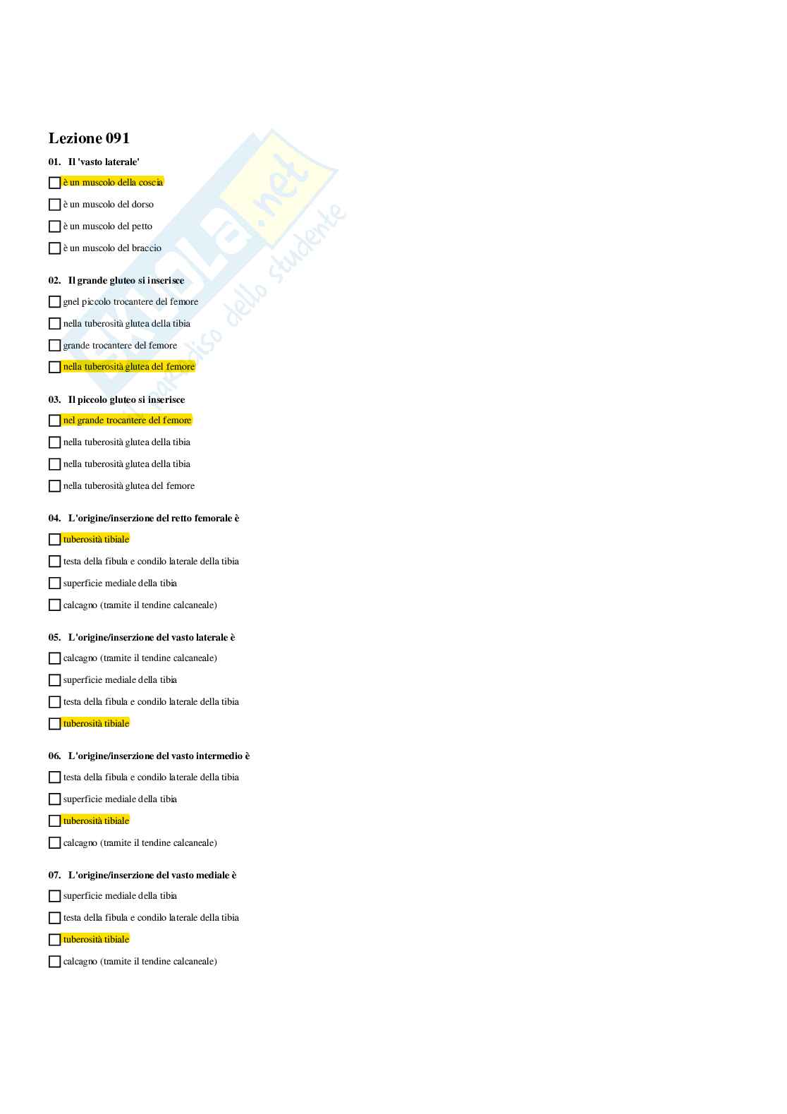 Paniere Completo di Anatomia umana - (2026) - Risposte multiple e aperte corrette Pag. 81