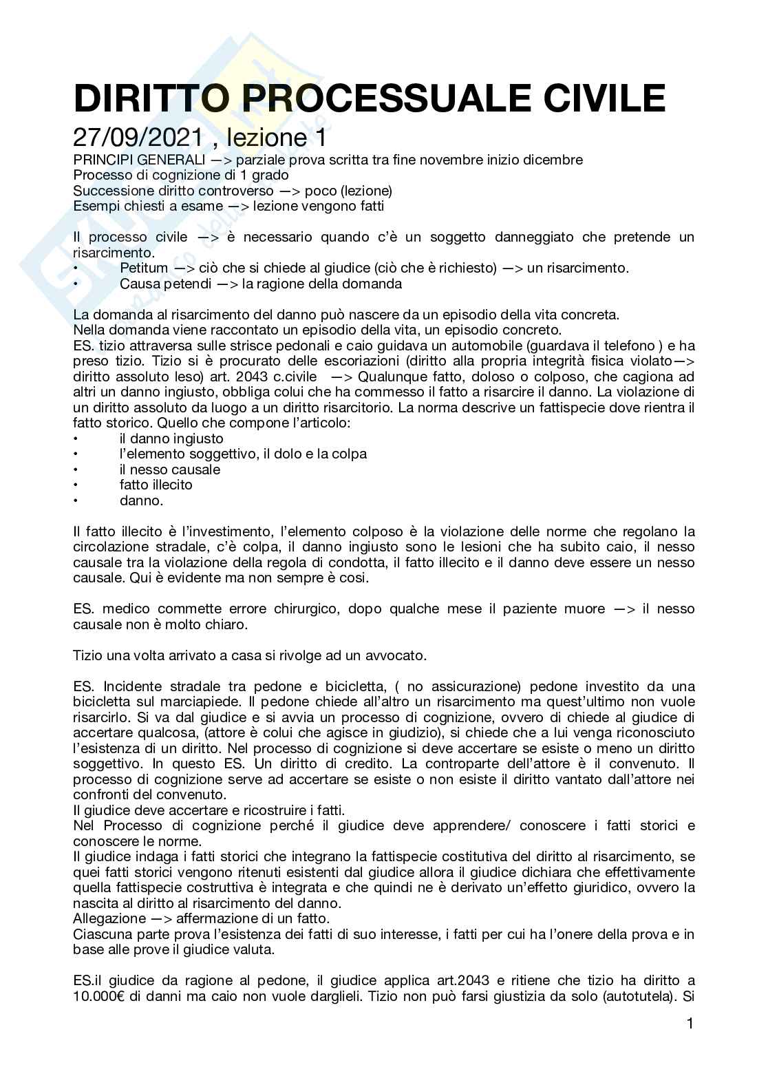 Riassunto esame Procedura civile, Prof. Villata Stefano Alberto, libro consigliato Procedura civile, Caratta, Mandrioli Pag. 1