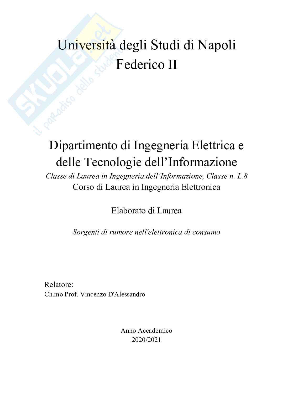 Sorgenti di rumore nell'elettronica di consumo Pag. 1