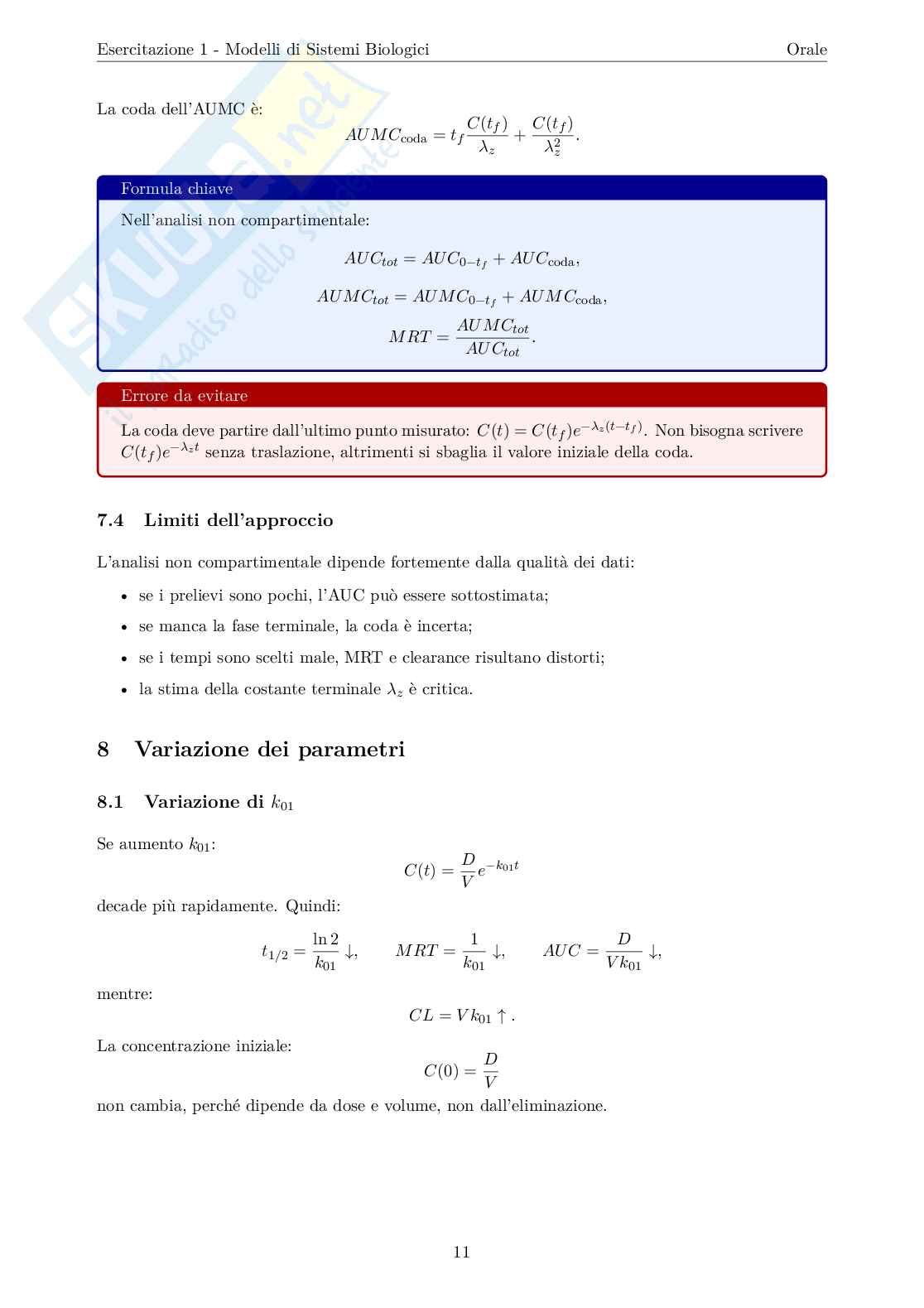 Esercitazione 1 Modelli di sistemi biologici  Pag. 11