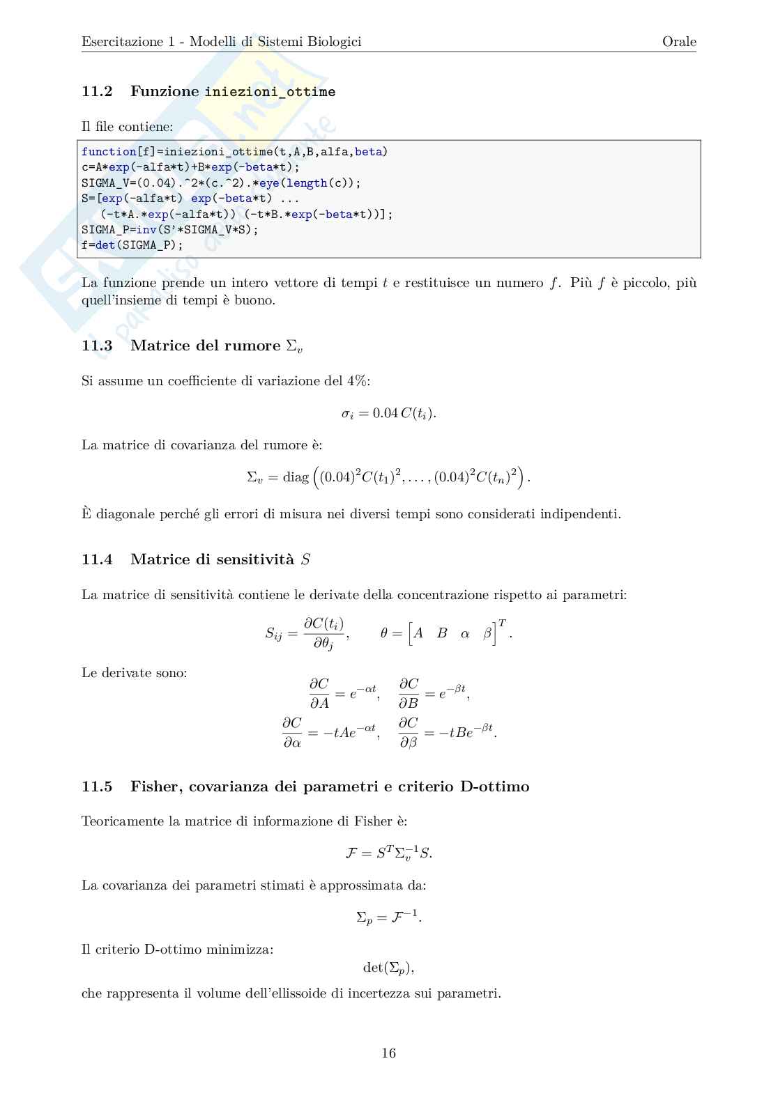 Esercitazione 1 Modelli di sistemi biologici  Pag. 16