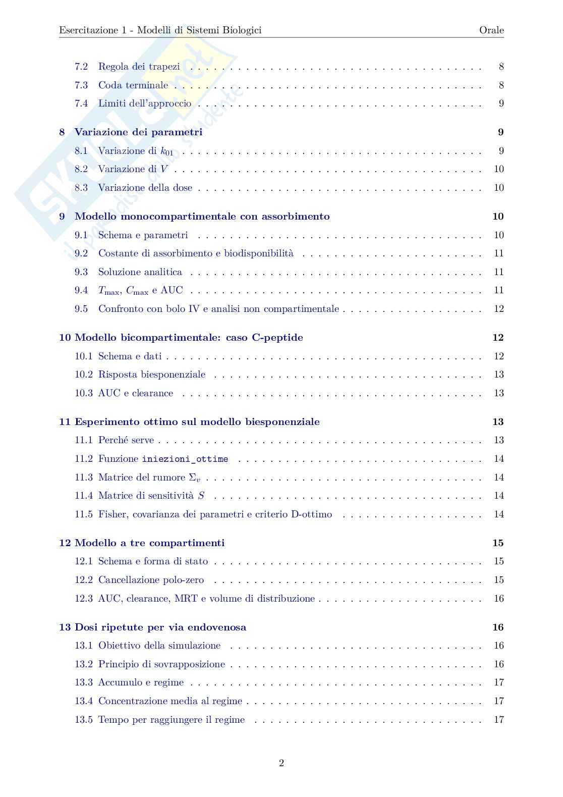 Esercitazione 1 Modelli di sistemi biologici  Pag. 2