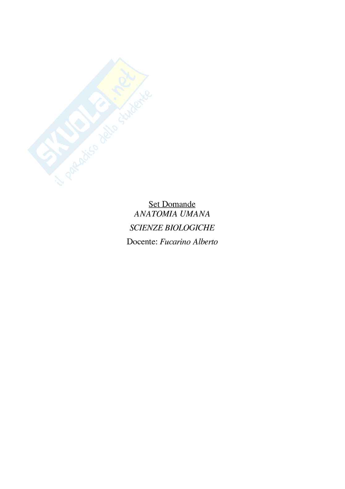 Paniere Anatomia umana - Risposte multiple (2026) Pag. 2