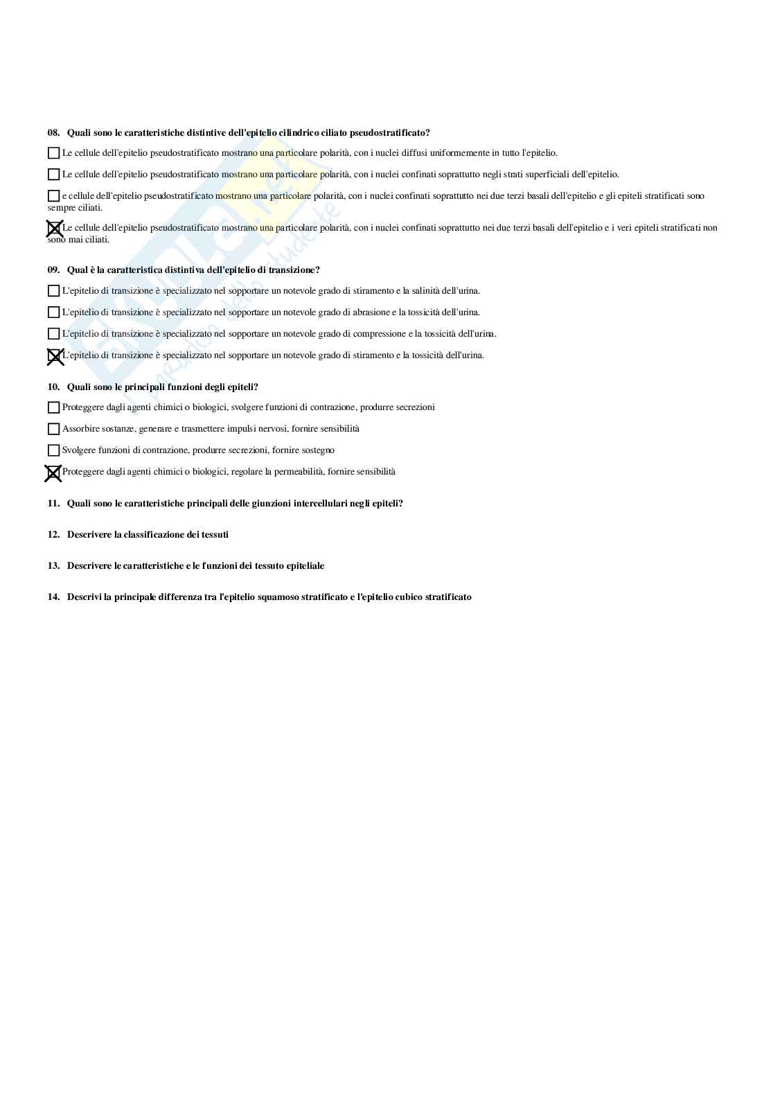 Paniere Anatomia umana - Risposte multiple (2026) Pag. 6