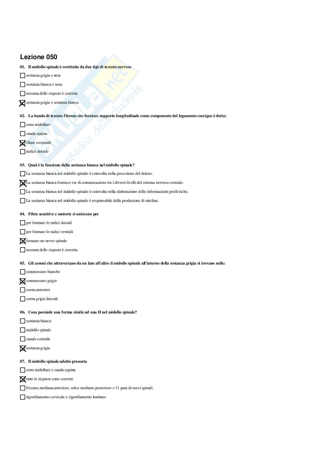 Paniere Anatomia umana - Risposte multiple (2026) Pag. 71