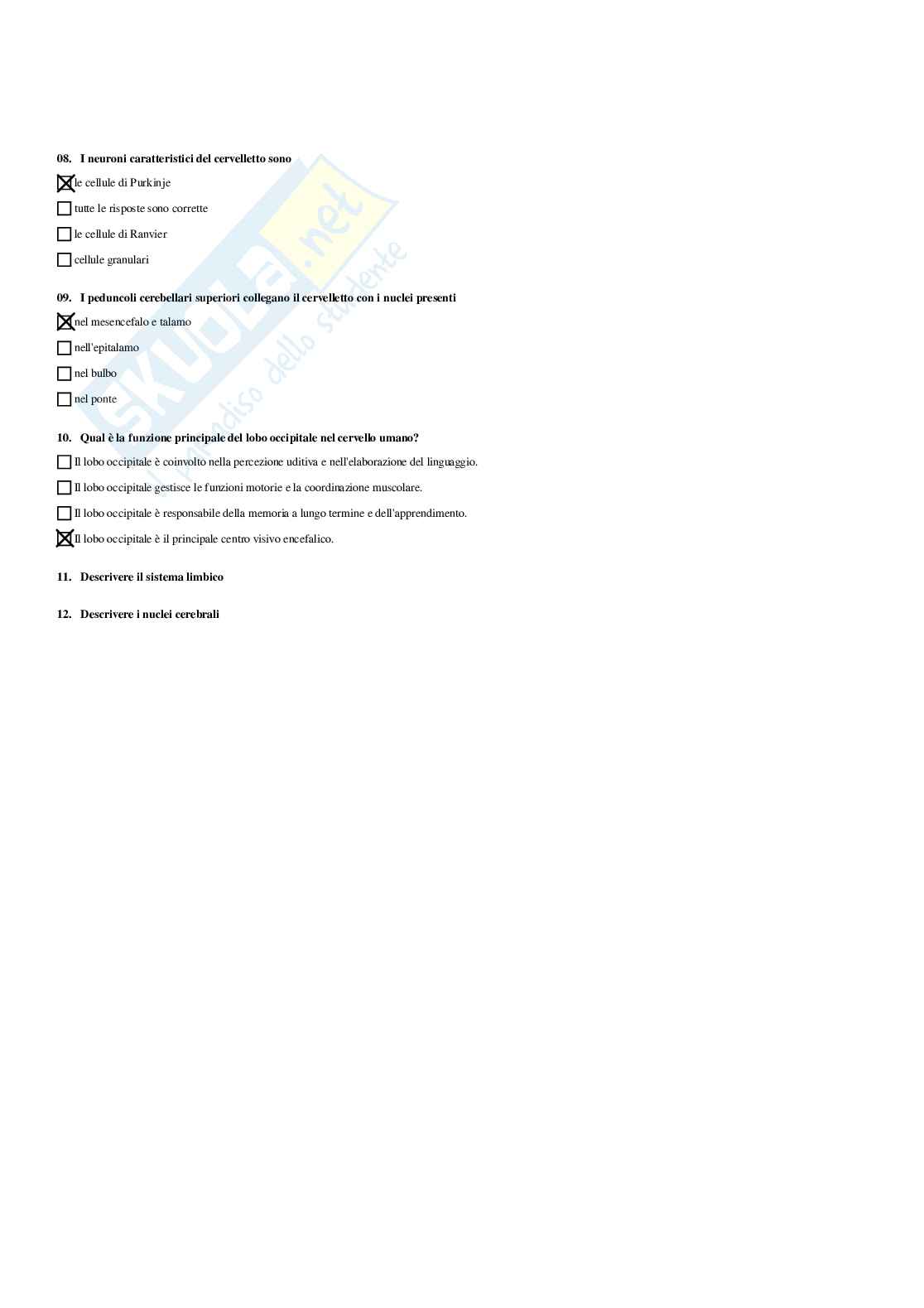 Paniere Anatomia umana - Risposte multiple (2026) Pag. 86