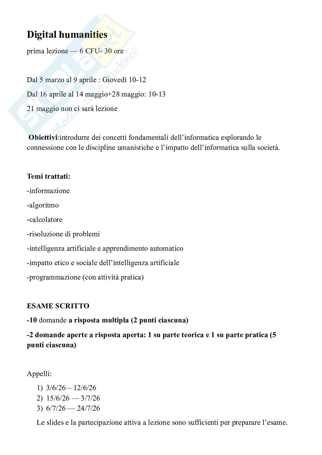 Digital Humanities, 2025/26 Pag. 1