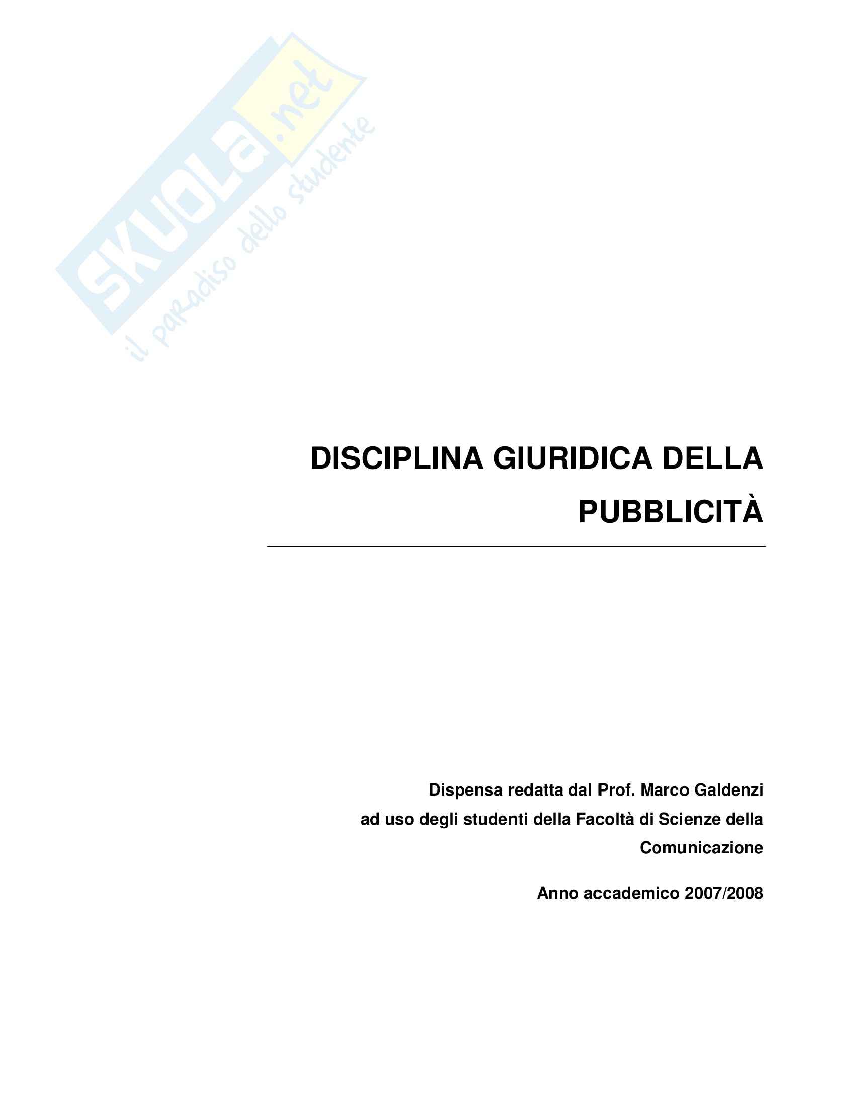 Tecnica della comunicazione pubblicitaria - la disciplina della pubblicità Pag. 1