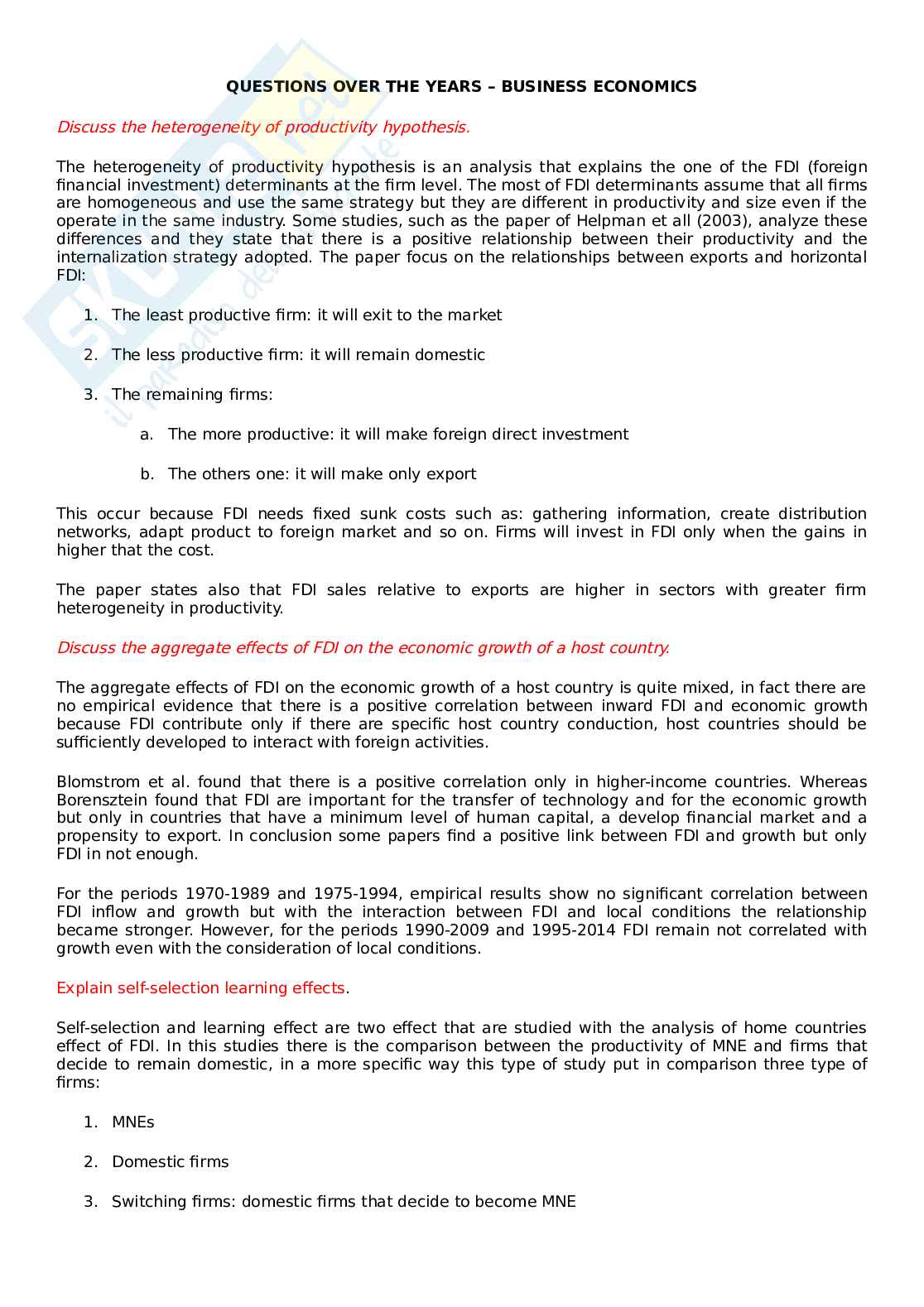 Business economics  Pag. 1