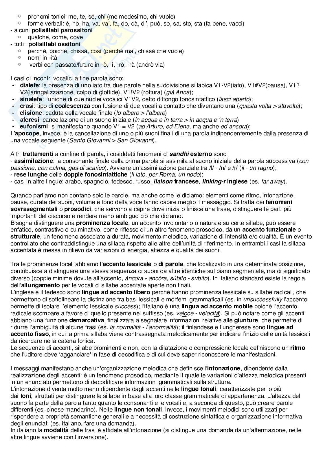 Riassunto esame Linguistica generale, Prof. Romano Antonio, libro consigliato Argomenti scelti di glottologia e linguistica , Romano, Miletto Pag. 6
