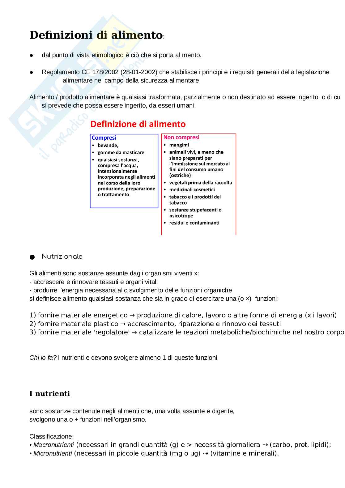 Appunti Valutazione nutrizionale degli alimenti Pag. 1