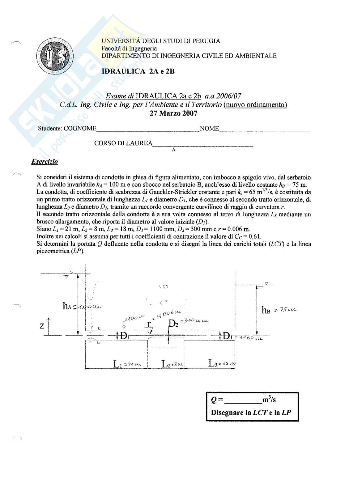 Esercizi Idraulica parte 1 Pag. 1