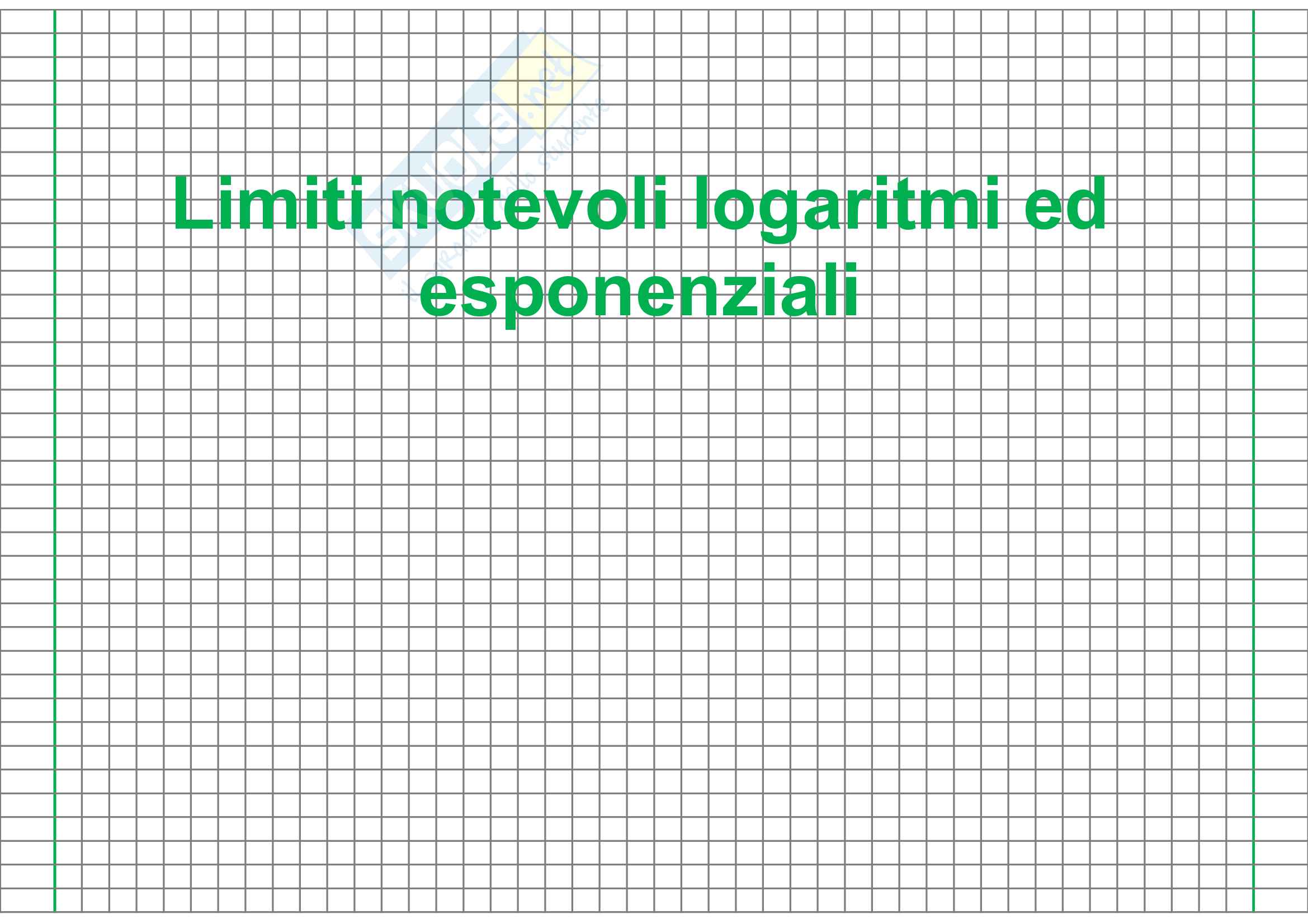Limiti notevoli logaritmi ed esponenziali