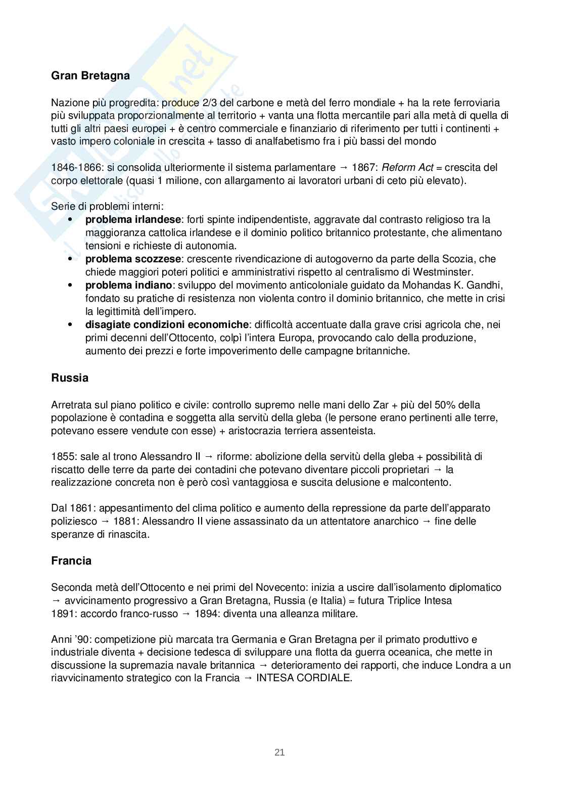 Appunti Storia contemporanea, primo semestre Pag. 21