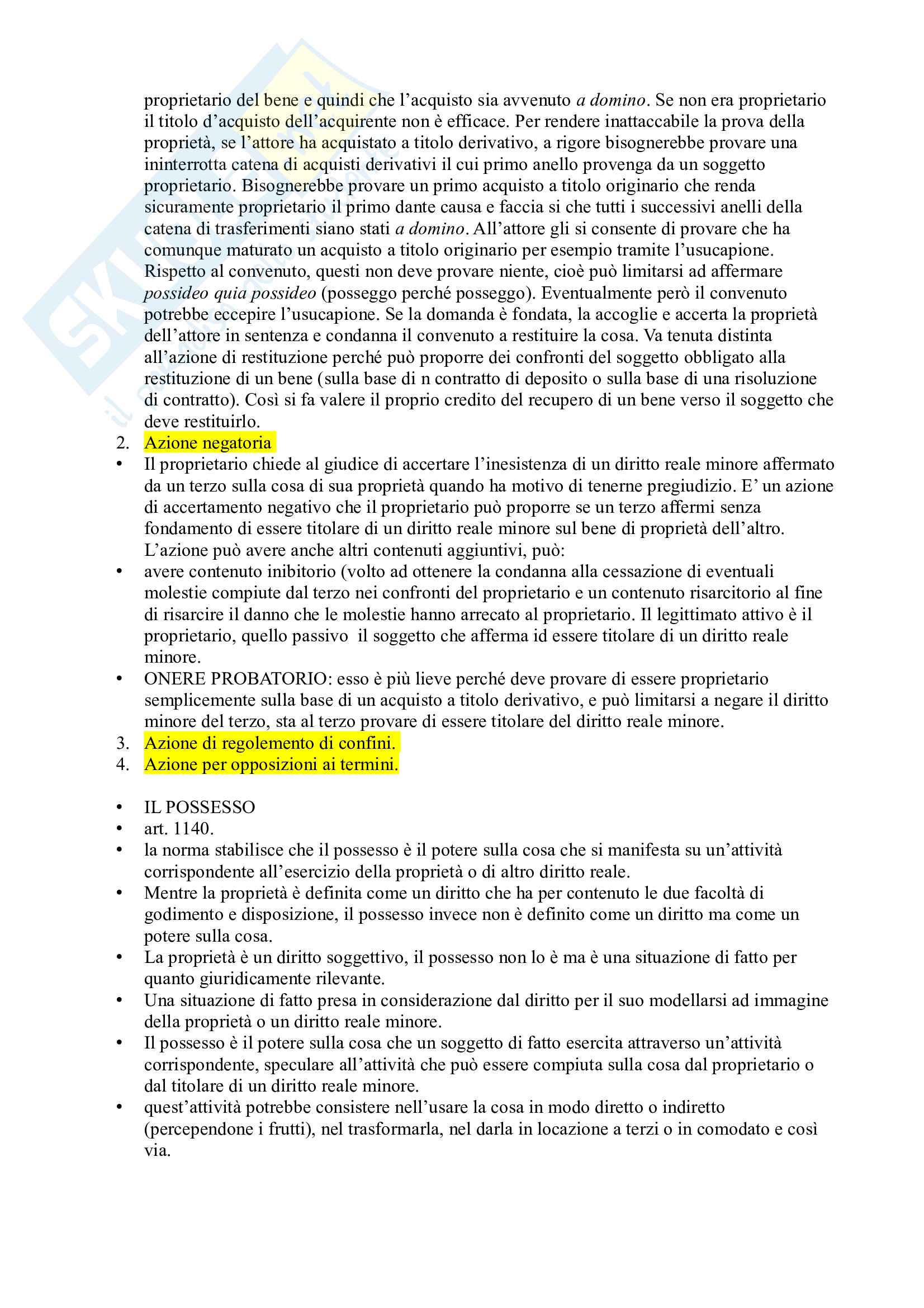 Lezioni 18 e 19( presunzioni legali in materia di possesso-effetti del possesso- modi d’acquisto della proprietà- elementi costitutivi del possesso-la detenzione) Pag. 6