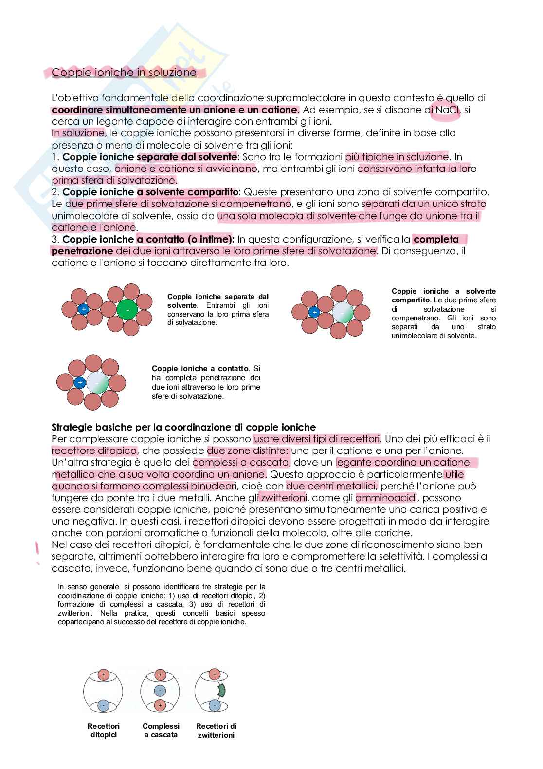 Appunti di Chimica inorganica superiore su coppie ioniche  Pag. 1
